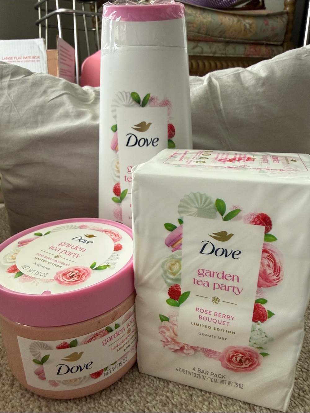 Dove Garden Tea Party Rose Berry Body Care Set NWT
